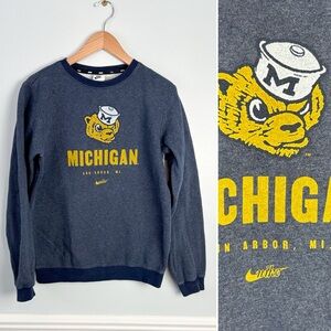 Michigan Wolverines Nike Vintage Vault Pullover Sweatshirt Navy Sz Small